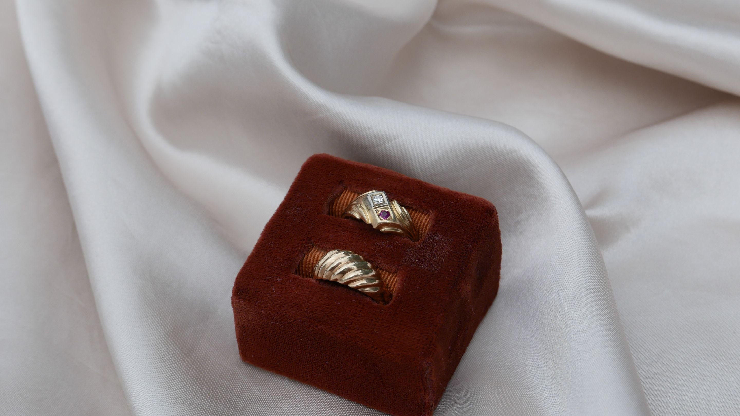 gold rings in ring box