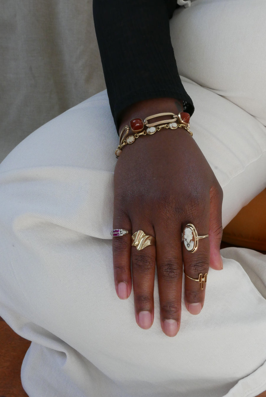 Retro 10K Gold Ridge Ring (8) - Stone Cooper