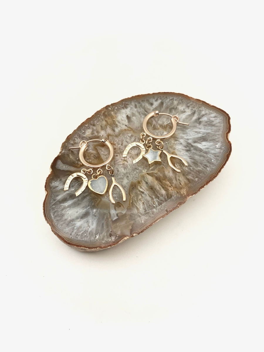 Lucky Charm Mother of Pearl Hoops - Stone Cooper