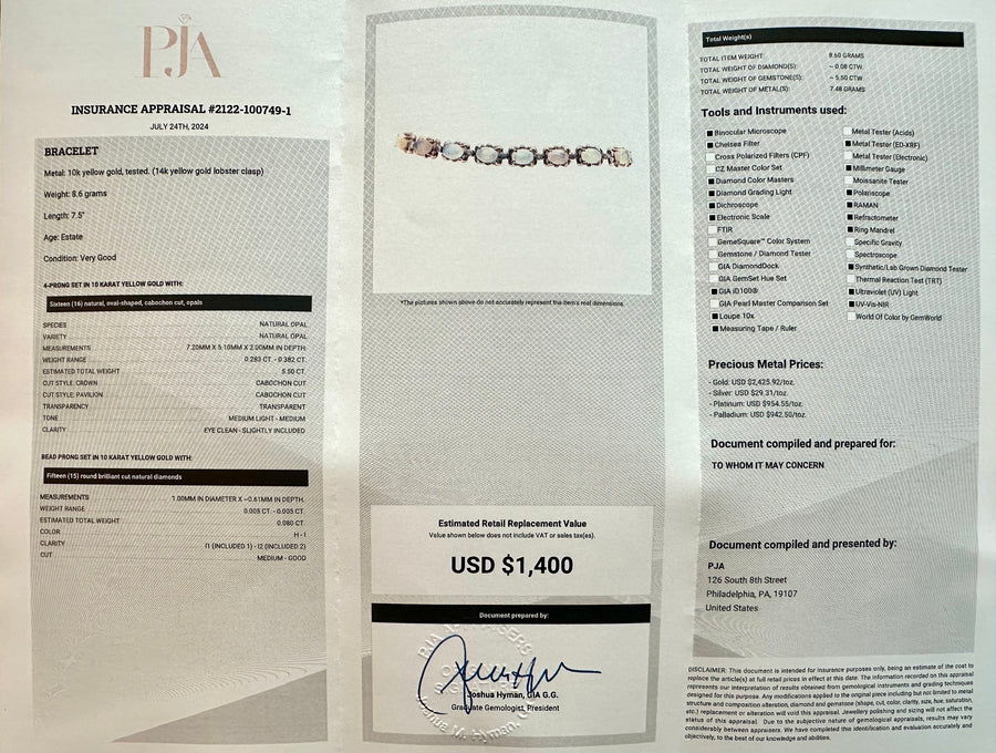 Marina Opal Diamond 14K Bracelet - Stone Cooper