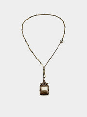 Francine Antique Gold Filled Watchchain Fob Necklace - Stone Cooper