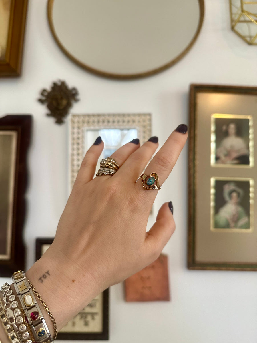 Vintage Mosaic Opal Leaf 10K Ring (6) - Stone Cooper