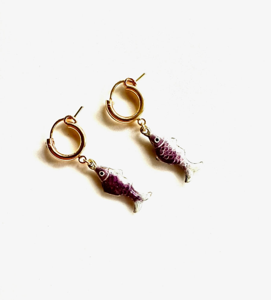 Lucky Vintage Fish Hoops (4 colors) - Stone Cooper