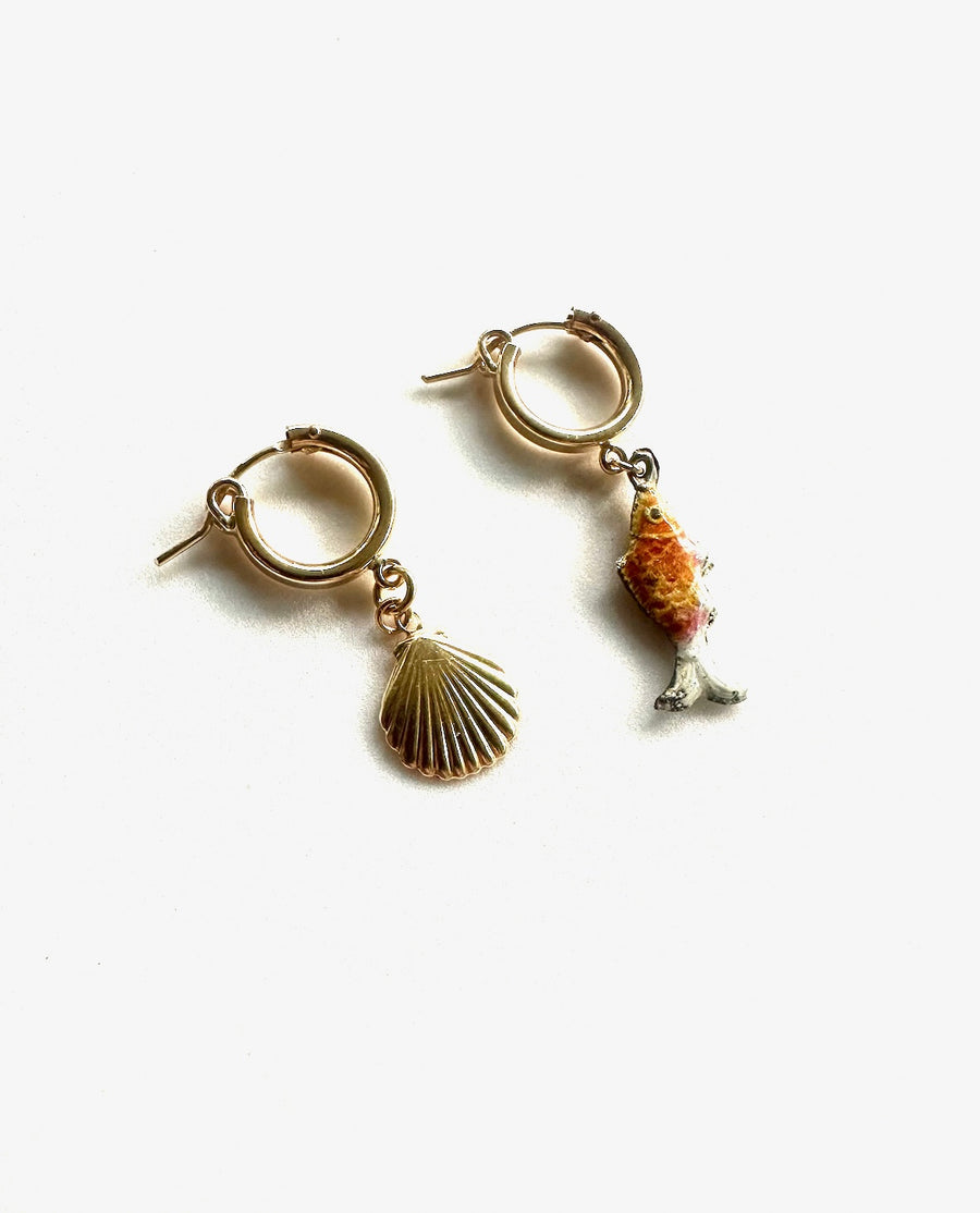 Lucky Fish Hoops (Shell & Fish) - Stone Cooper