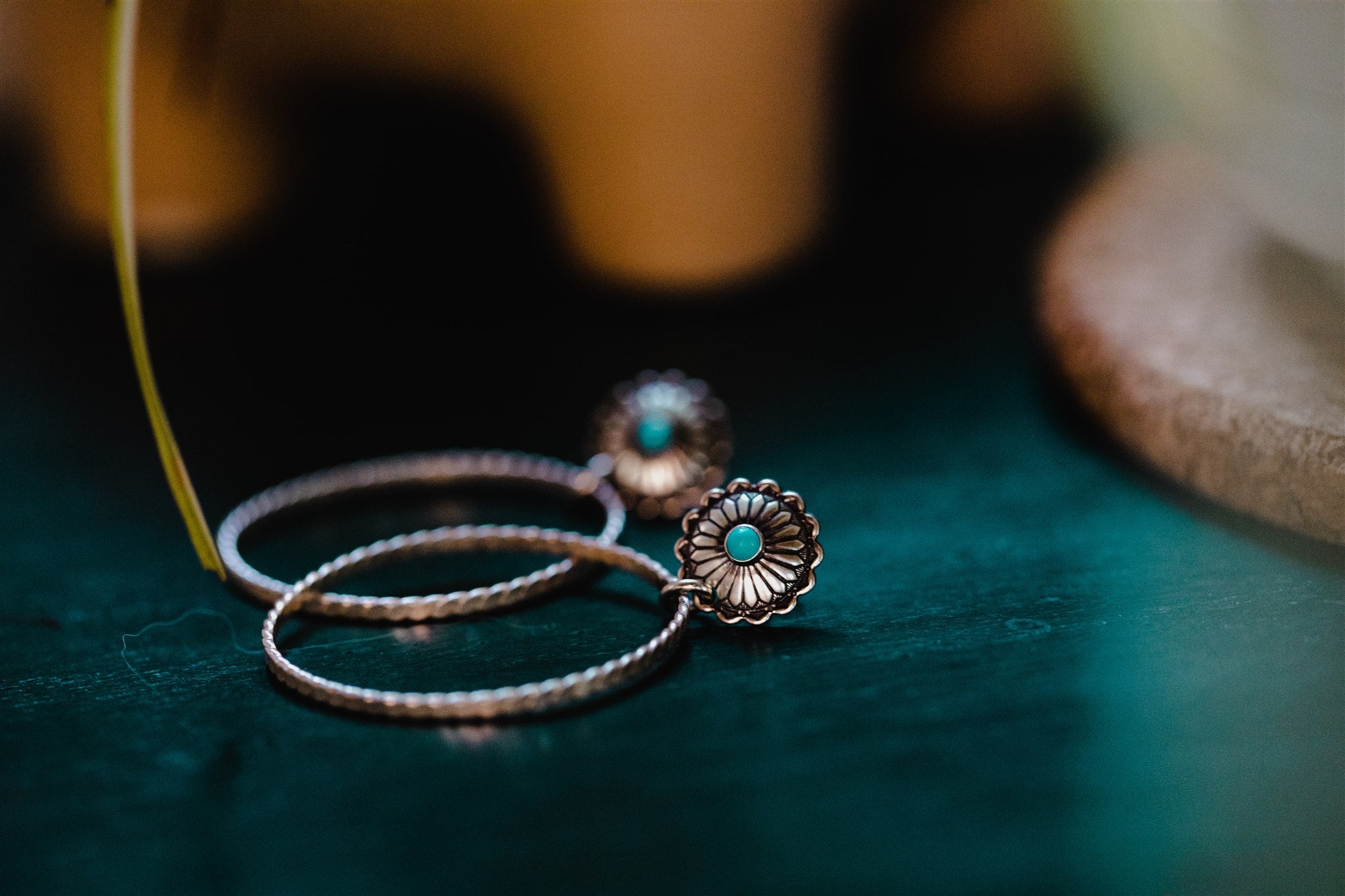 Turquoise conch mini stud-hoops - Stone Cooper