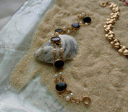 Gillian Onyx & Pearl Gold Fill Vintage Bracelet - Stone Cooper