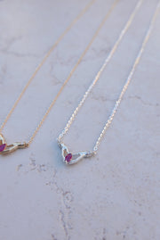 Selma Ruby and Diamond Necklace (14K or .925) - Stone Cooper