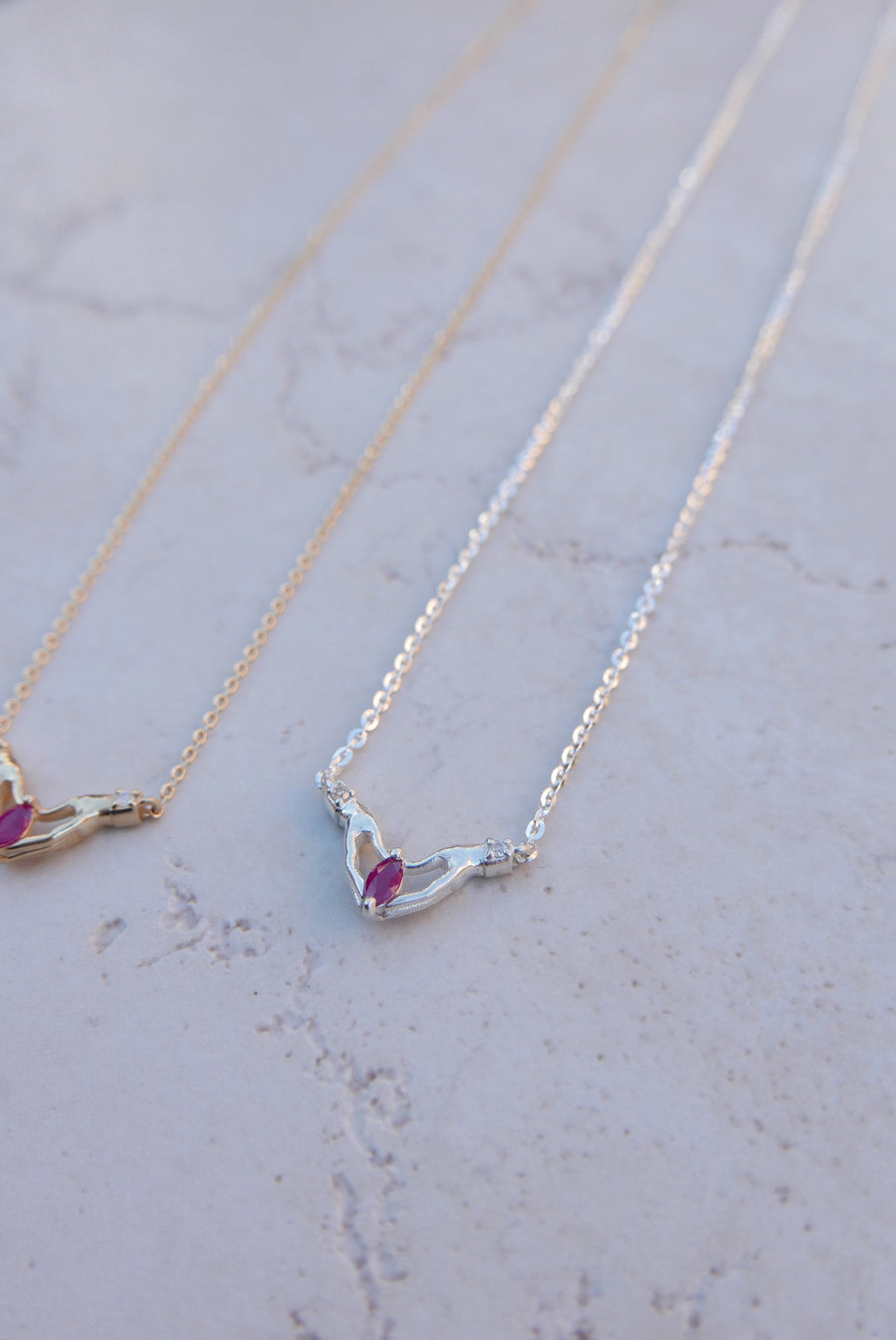 Selma Ruby and Diamond Necklace (14K or .925) - Stone Cooper