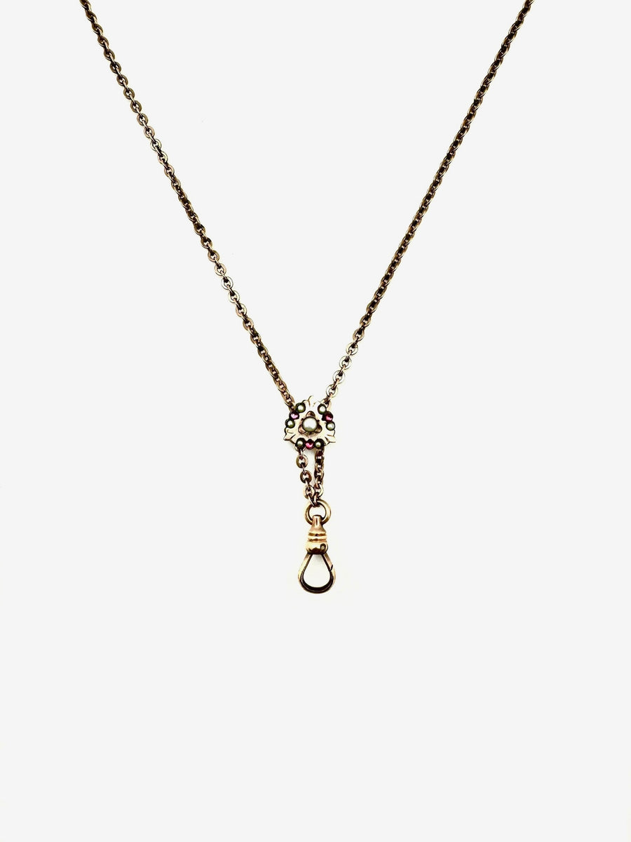 Shiela Seed Pearl, Ruby Slide Necklace - Stone Cooper