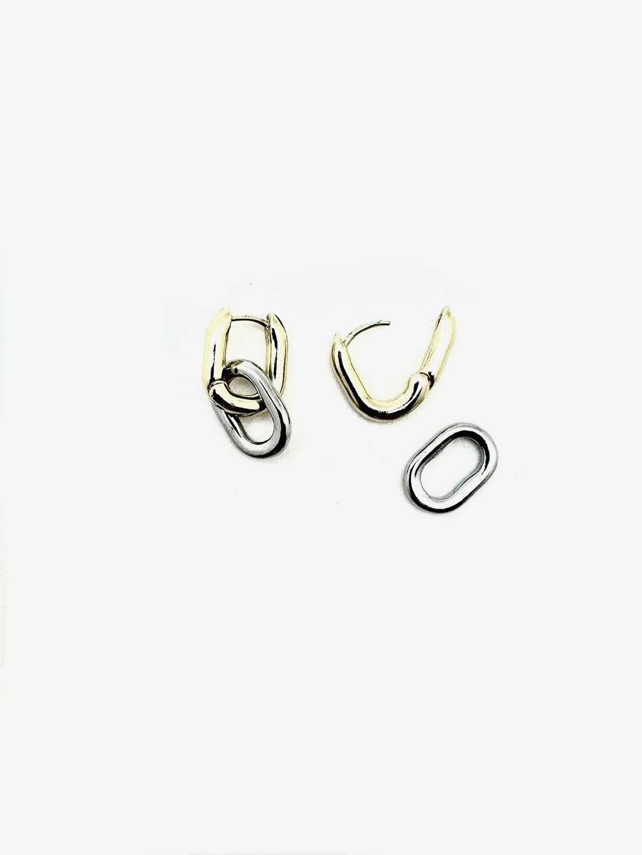 Two-Toned Courtney Huggy Hoops - Stone Cooper