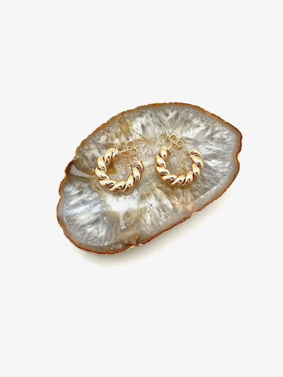 Gold Twist Hoops - Stone Cooper