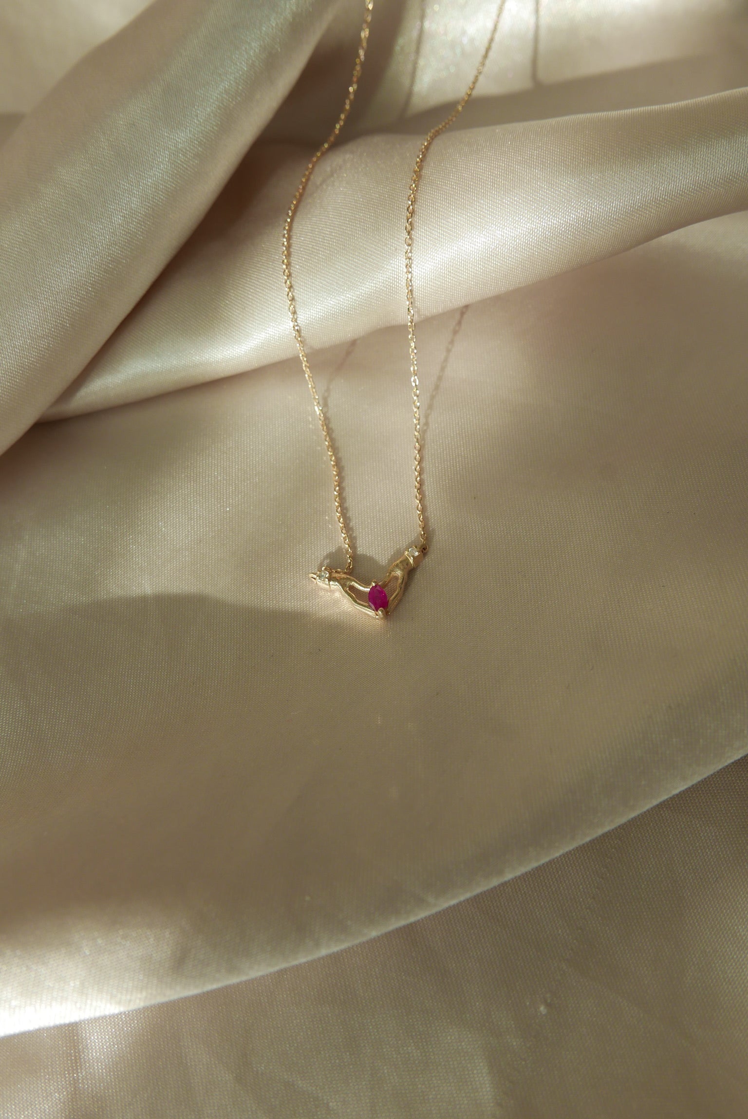 Selma Ruby and Diamond Necklace (14K or .925) - Stone Cooper