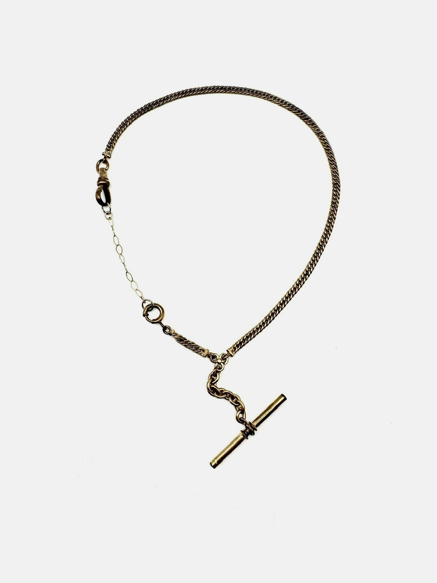 Mae Antique T-Bar Watch Chain Necklace - Stone Cooper