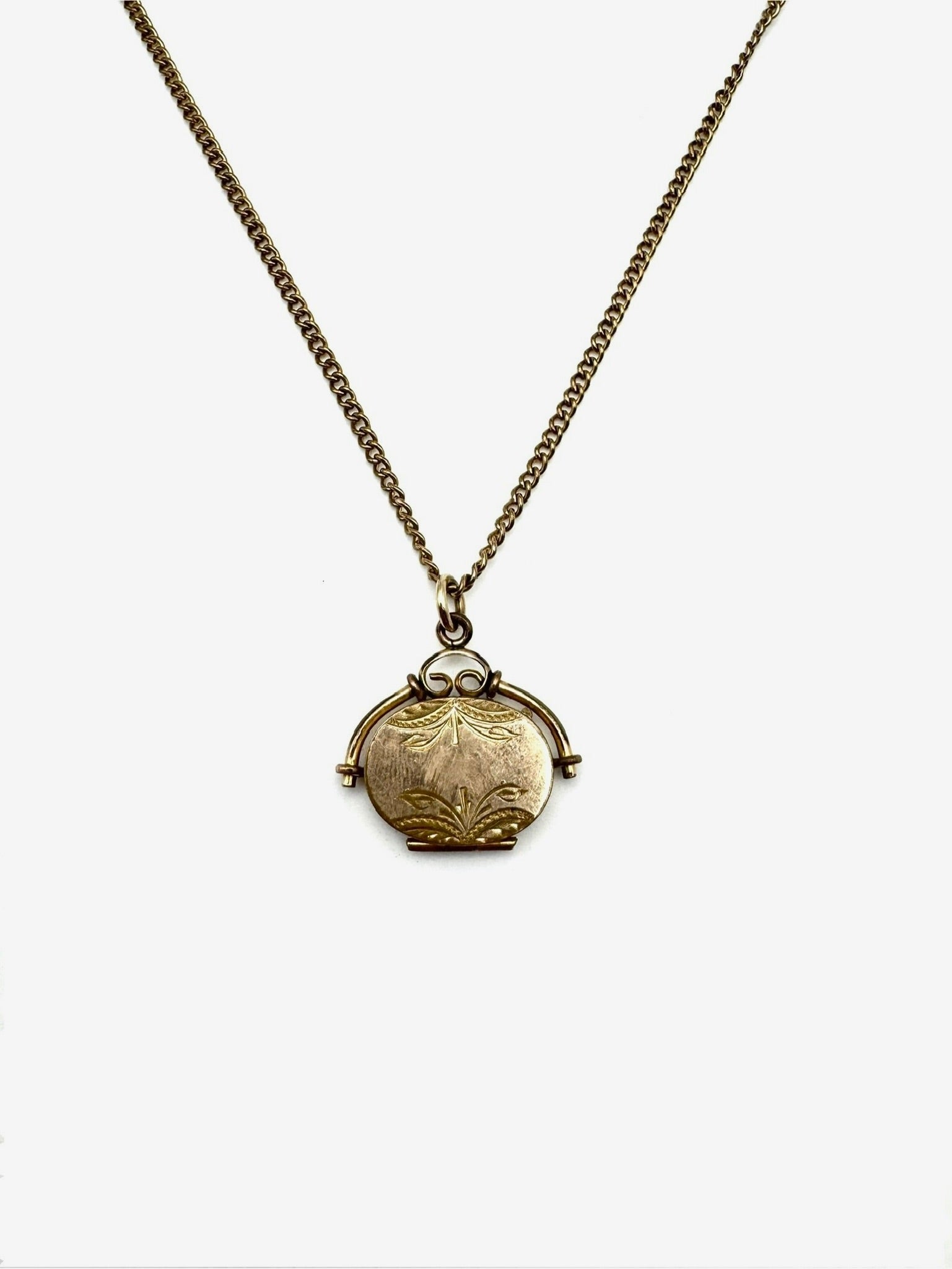 Victorian Engraved Oval Fob Locket - Stone Cooper