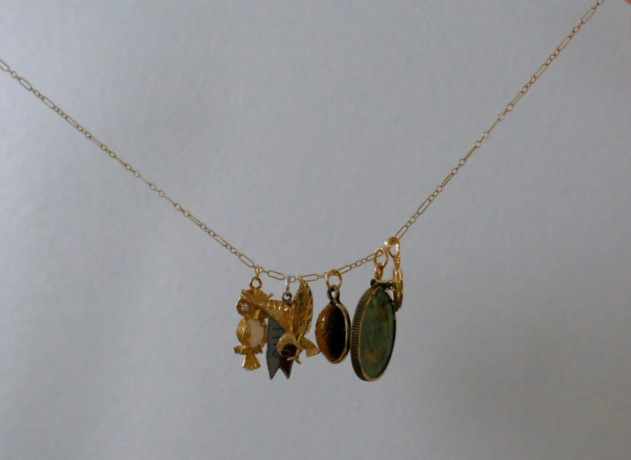 14K Opal Owl Charm with Diamond Eyes - Stone Cooper