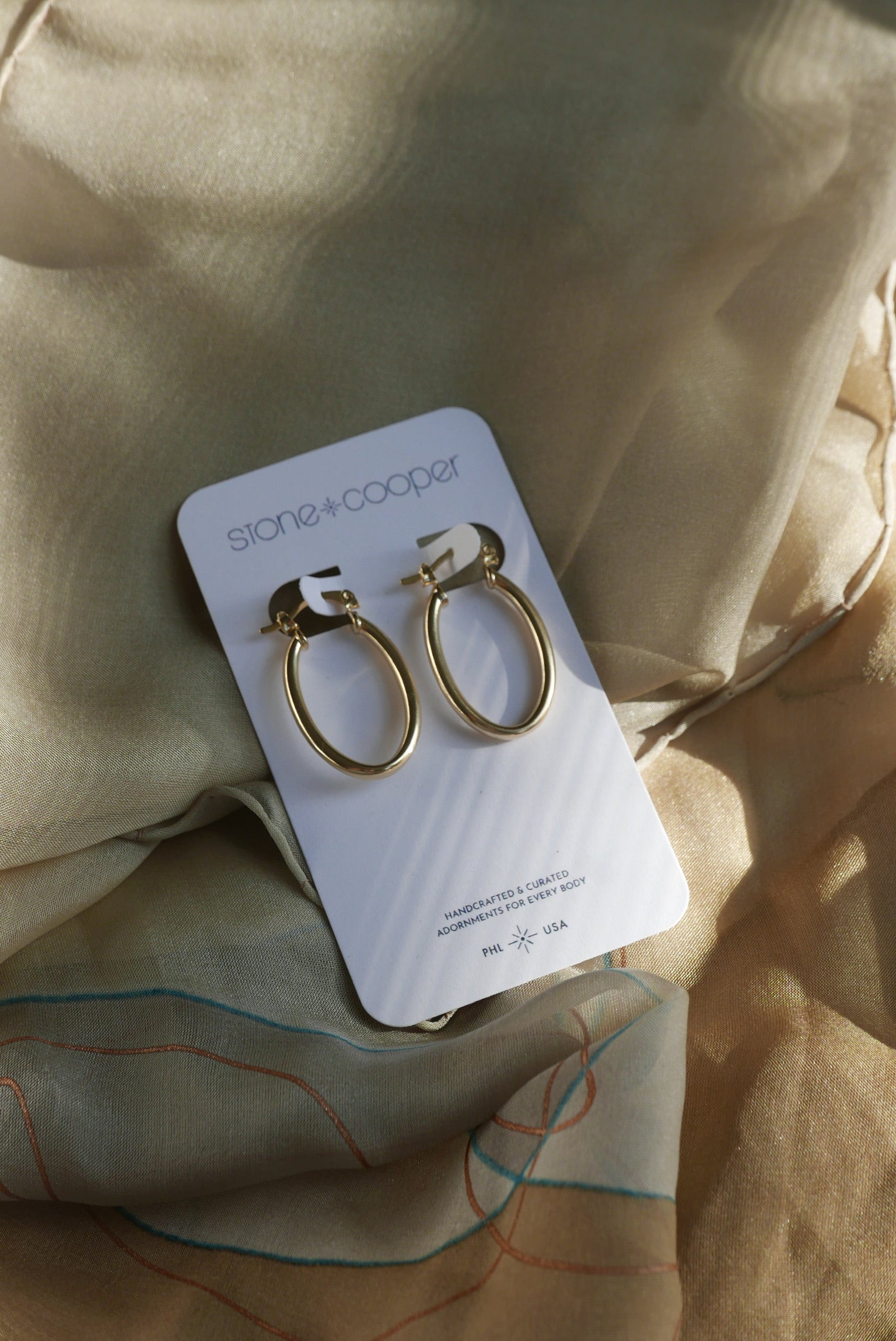 Gold Oval Hoops - Stone Cooper