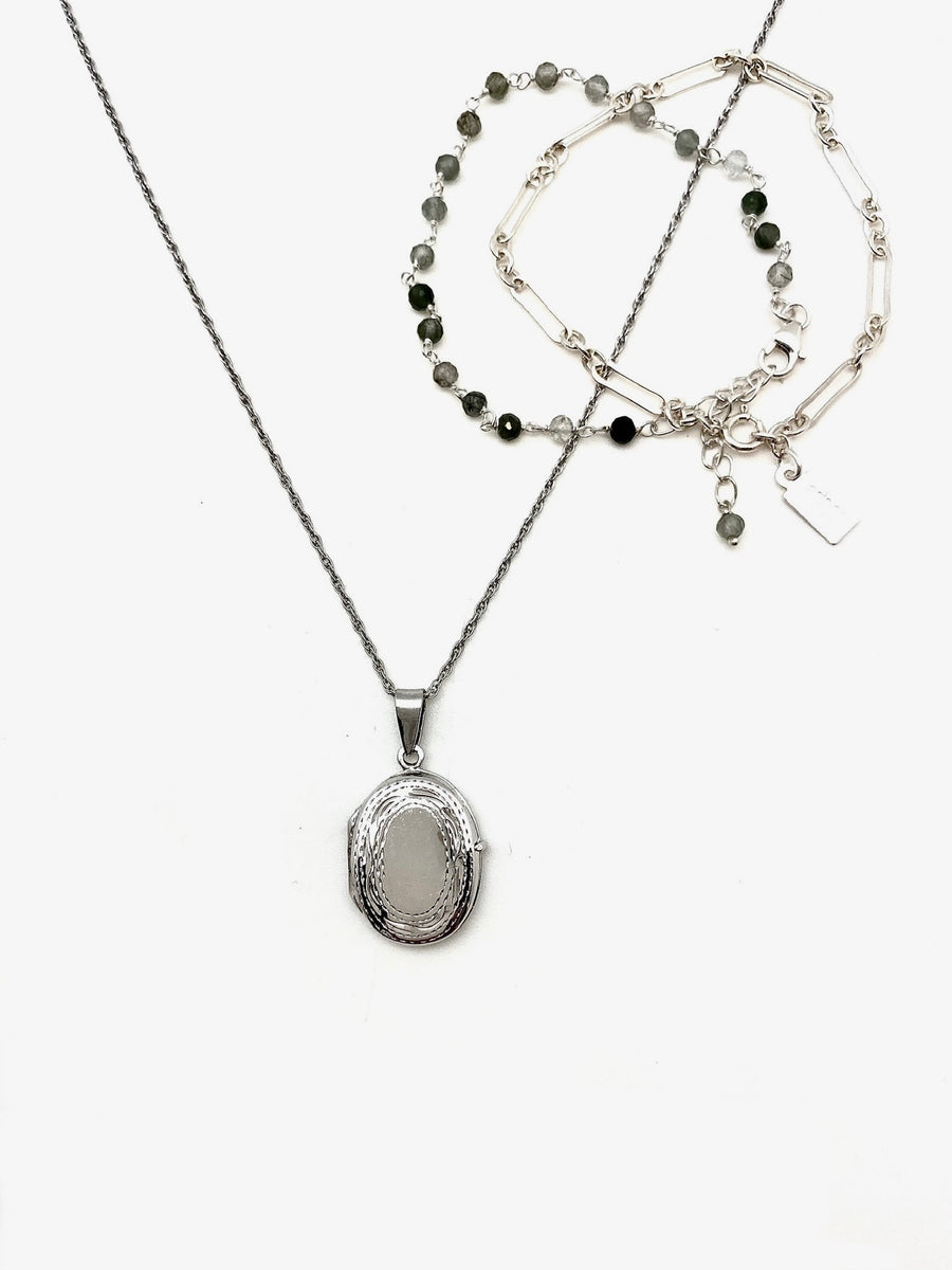 Silver Locket & Bracelets Set - Stone Cooper