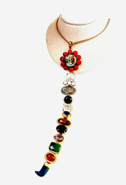 Gemstone Tie Necklace - Coral & Turquoise Top - Stone Cooper