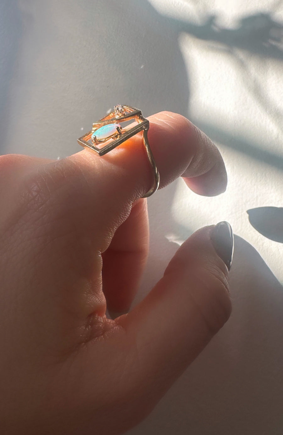 Opal Diamond 10K Window Ring (6.25) - Stone Cooper