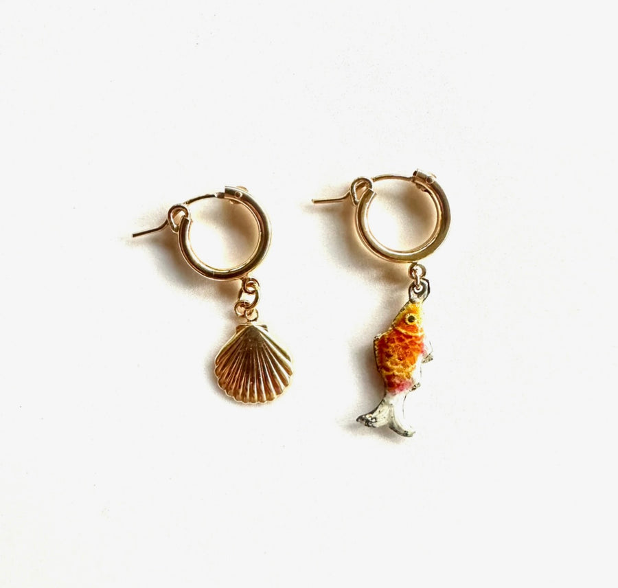 Lucky Fish Hoops (Shell & Fish) - Stone Cooper