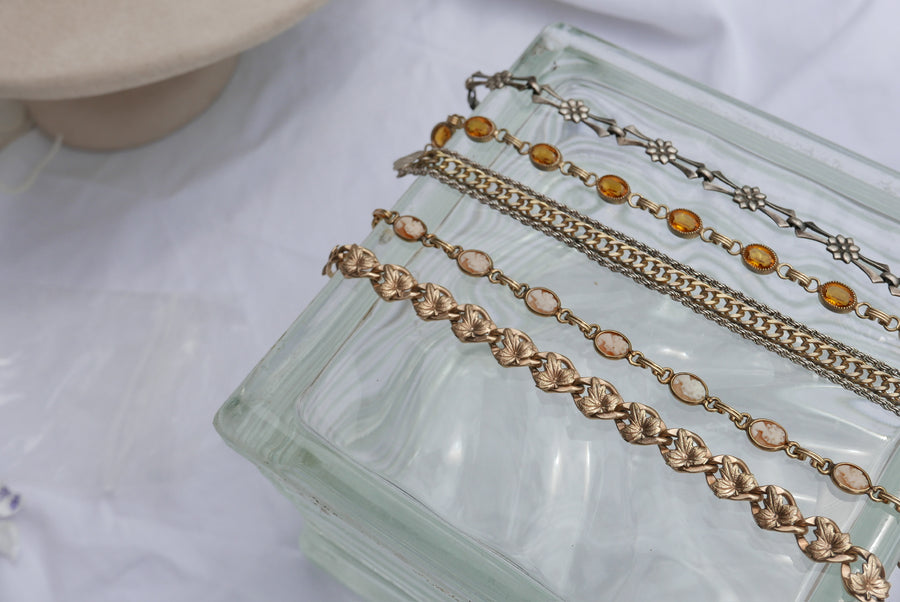 Anjeli Vintage Gold-Fill Leaf Bracelet - Stone Cooper