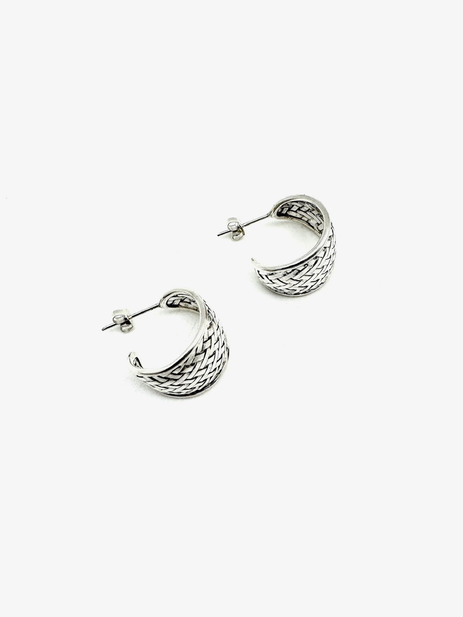 Silver Wicker Hoops - Stone Cooper