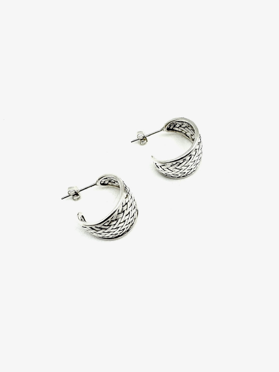 Silver Wicker Hoops - Stone Cooper