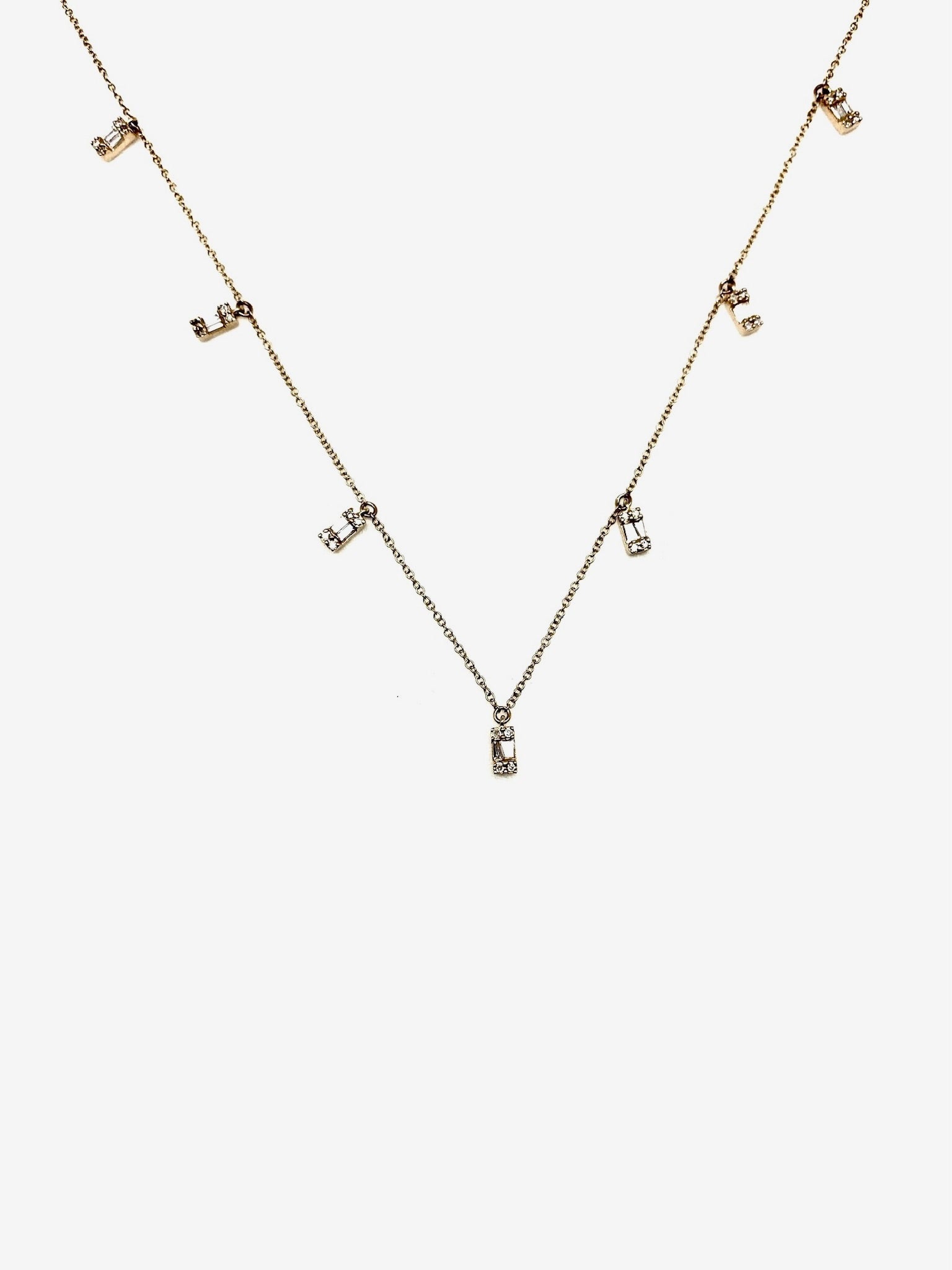 Diamond Baguette Fringe Necklace (14K) - Stone Cooper