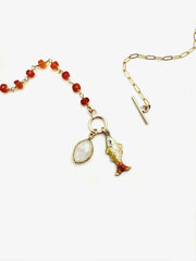 Lucky Fish Necklace (Carnelian & Moonstone) - Stone Cooper