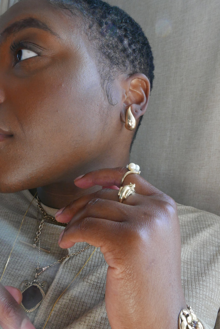 Pearl Twin Ring (14K gold, size 7.75) - Stone Cooper