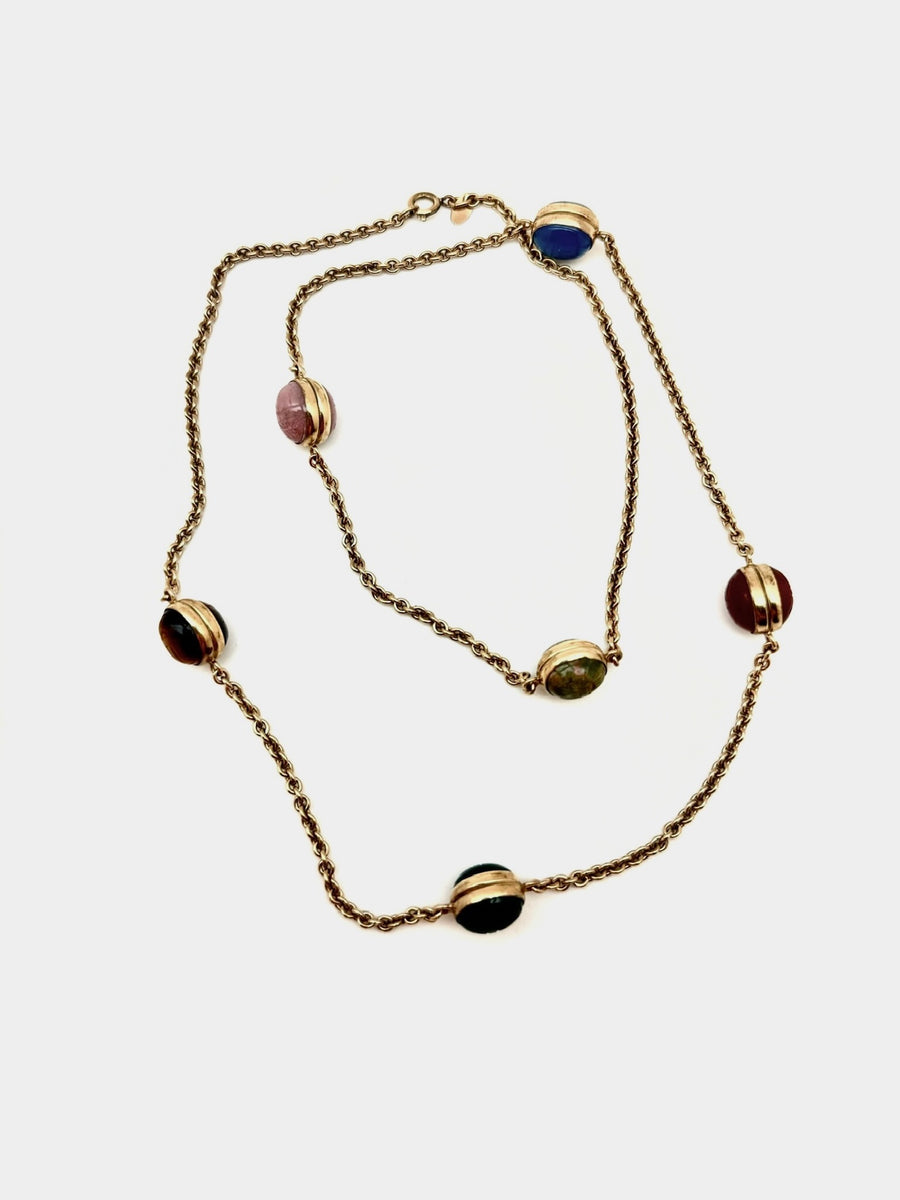 Lore Egyptian Revival 6 Stone Scarab Necklace - Stone Cooper
