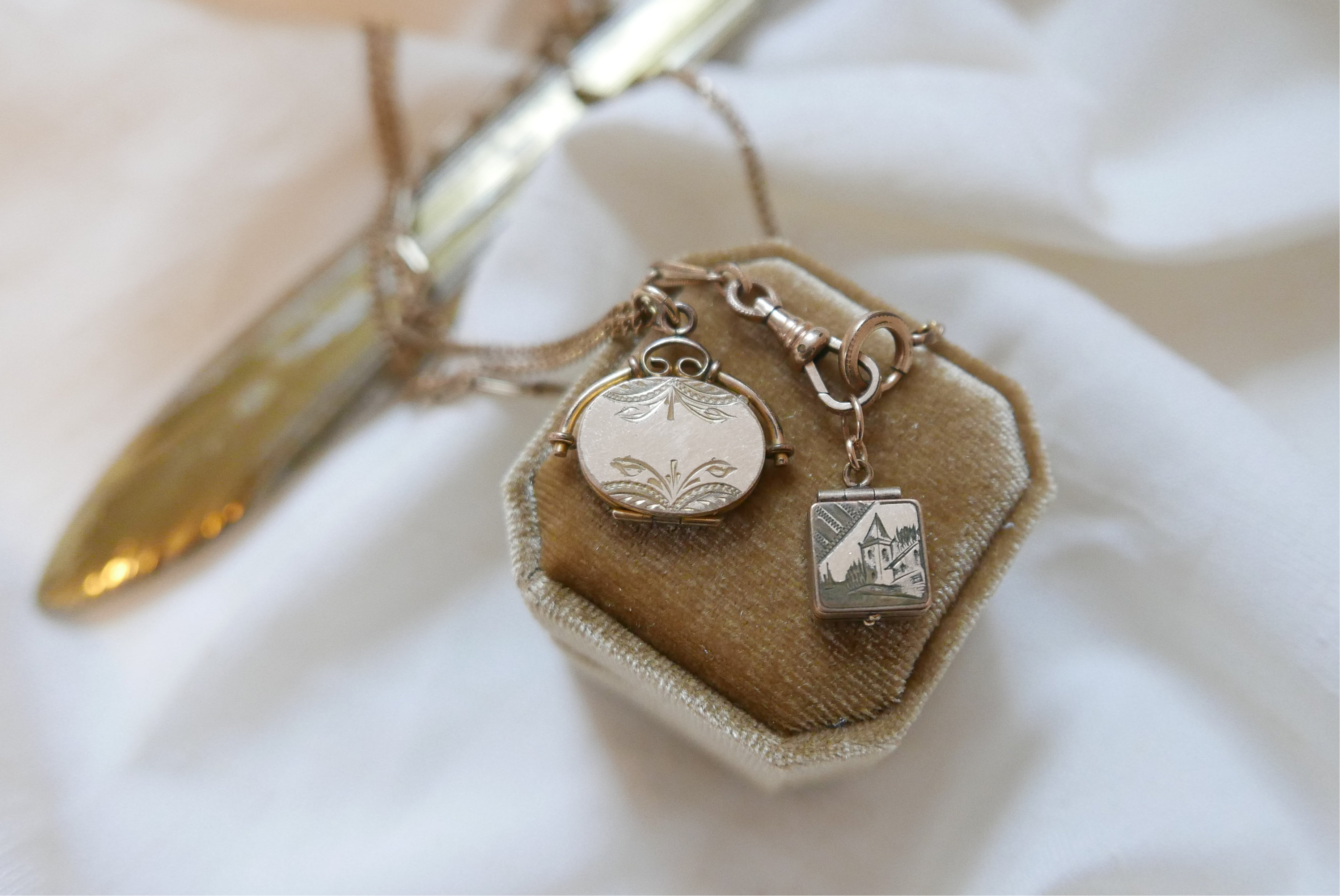 Victorian Engraved Oval Fob Locket - Stone Cooper