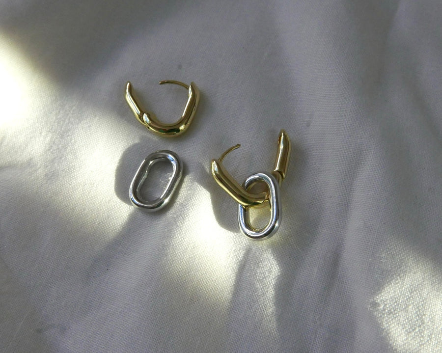 Two-Toned Courtney Huggy Hoops - Stone Cooper