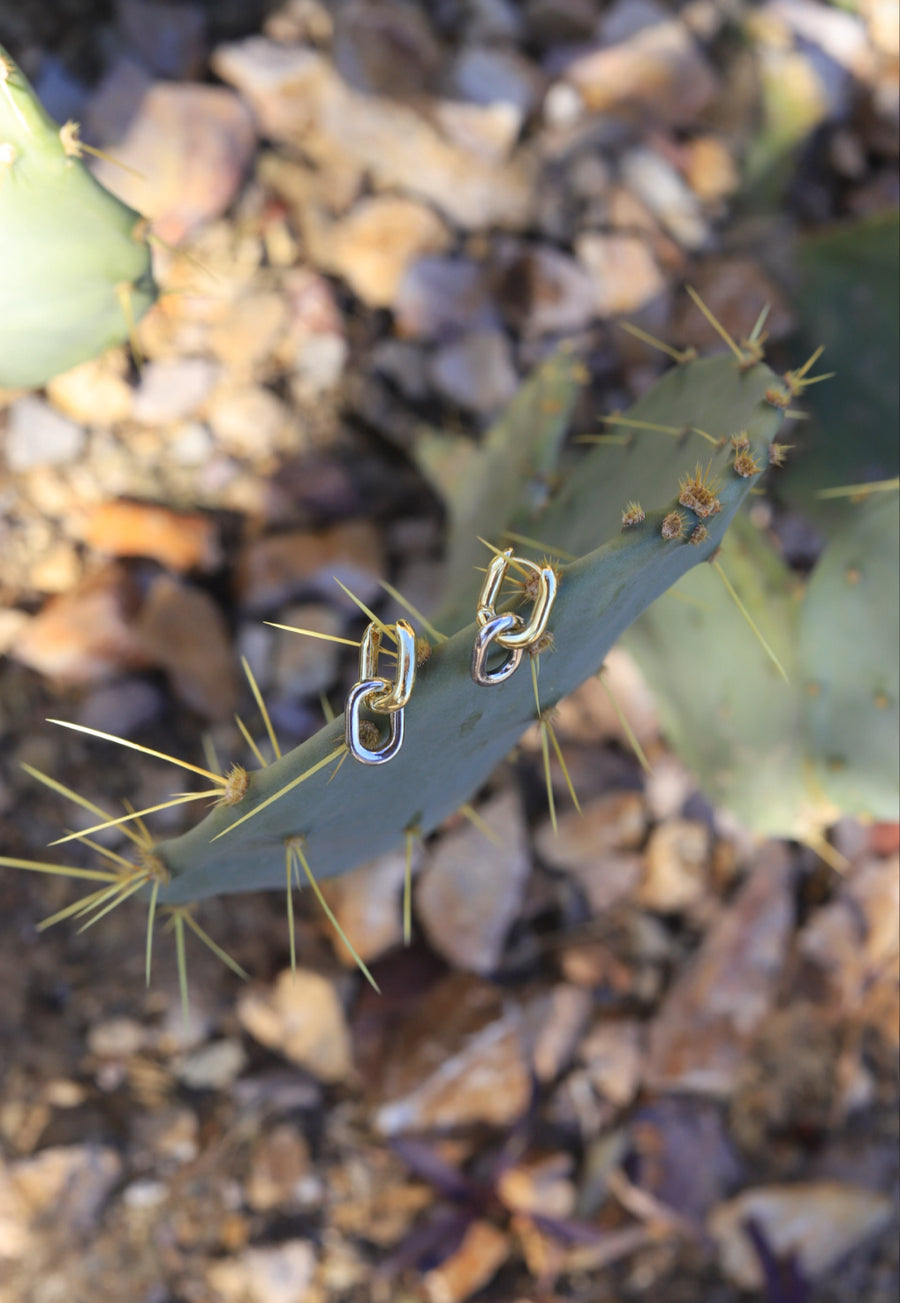 Two-Toned Courtney Huggy Hoops - Stone Cooper