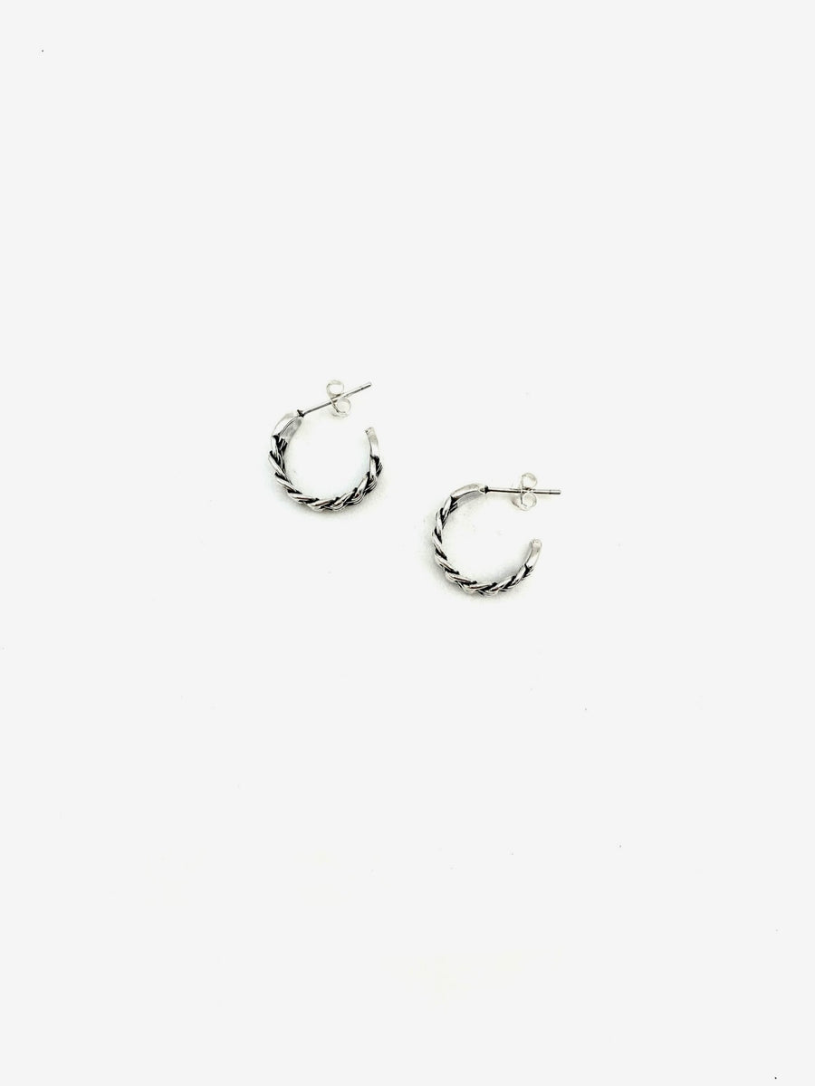 Sterling Silver Braided Chain Hoops - Stone Cooper