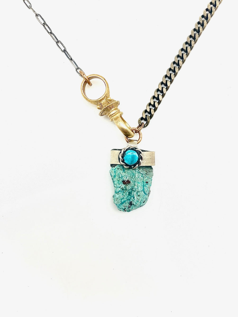 Rolling Stone Necklace: Pyrite or Turquoise - Stone Cooper