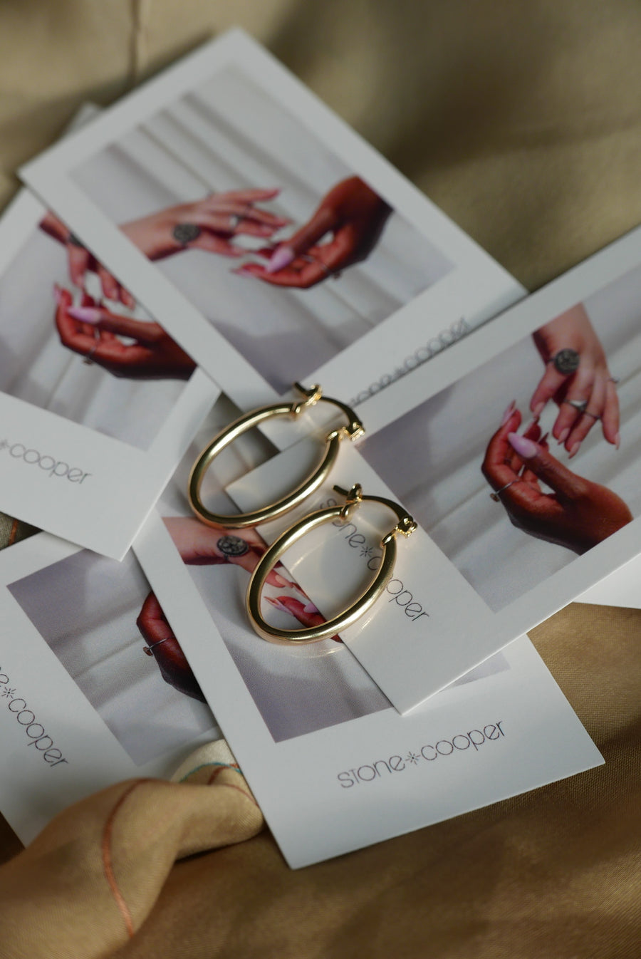 Gold Oval Hoops - Stone Cooper