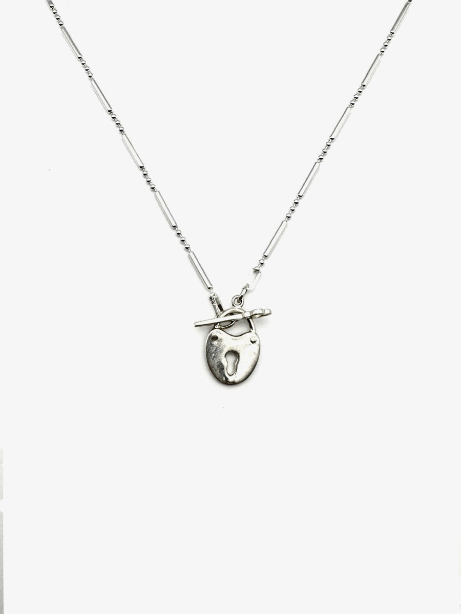 Heart Lock Sterling Silver Toggle Necklace - Stone Cooper