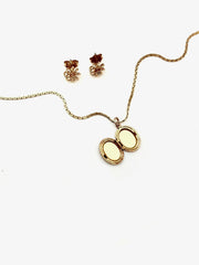 Gold Filled Locket + Diamond Stud Set - Stone Cooper