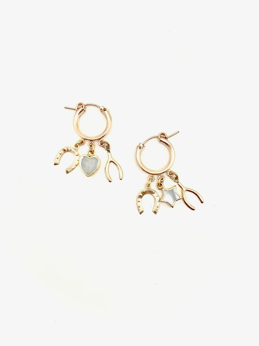 Lucky Charm Mother of Pearl Hoops - Stone Cooper