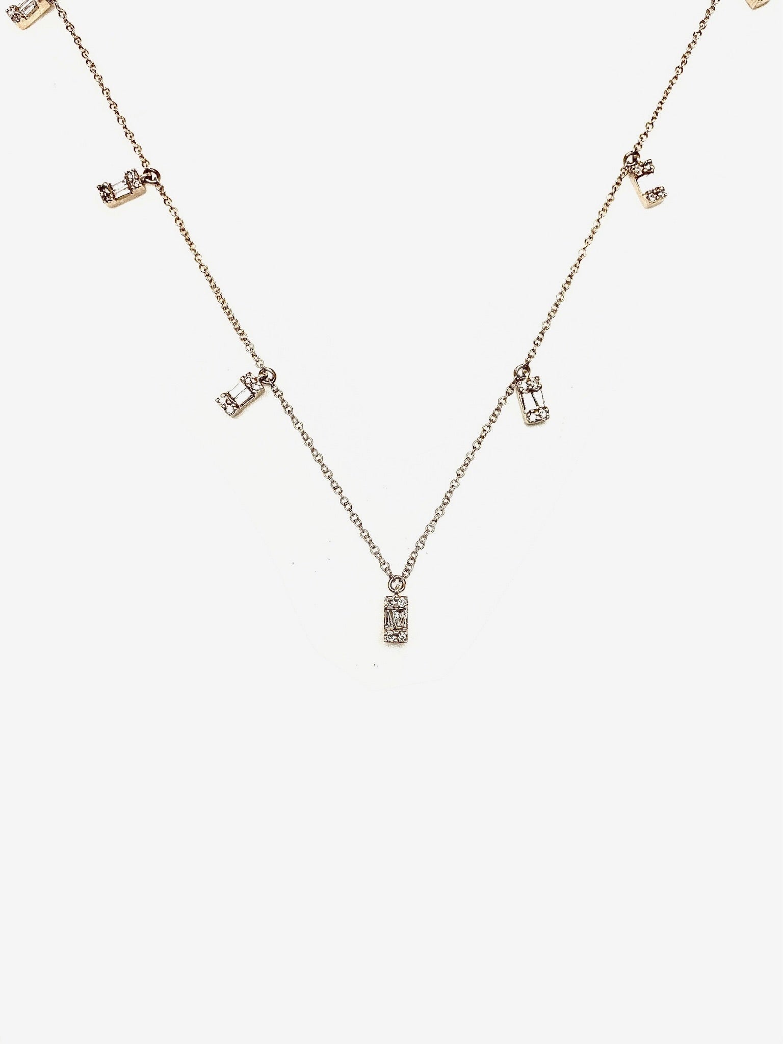 Diamond Baguette Fringe Necklace (14K) - Stone Cooper