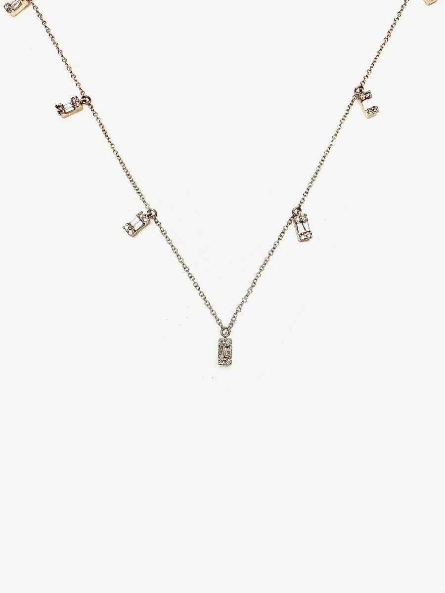 Diamond Baguette Fringe Necklace (14K) - Stone Cooper
