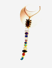 Gemstone Tie Necklace - Smoky Quartz and Labradorite Top - Stone Cooper