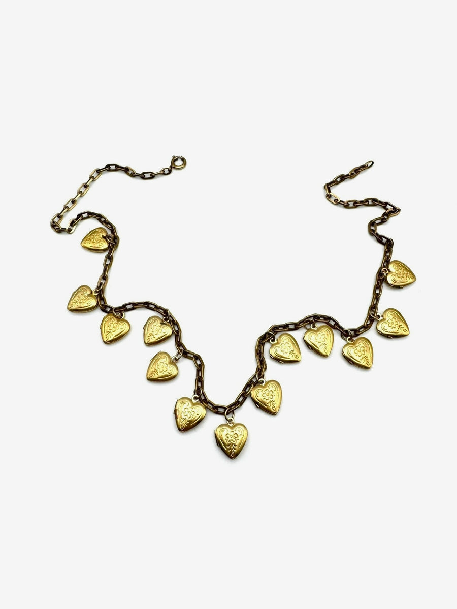 Gold Filled Vintage Multi Locket Statement Necklace - Stone Cooper