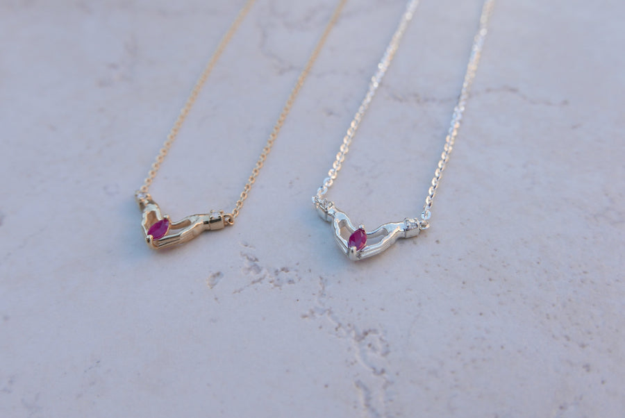 Selma Ruby and Diamond Necklace (14K or .925) - Stone Cooper
