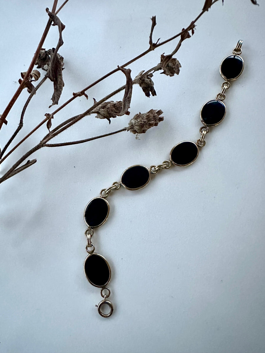 Janice Onyx Gold Fill Vintage Bracelet - Stone Cooper