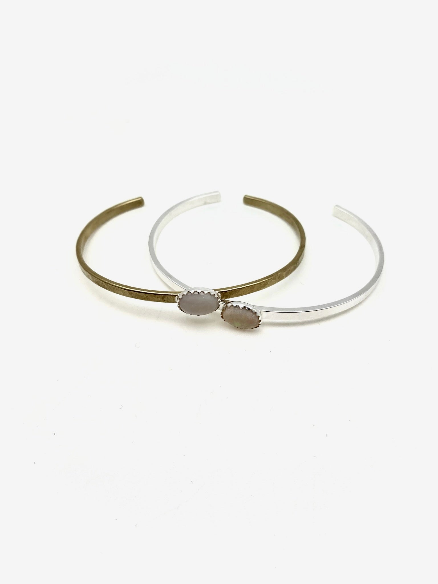 Opal Everyday Cuff, Silver or Brass - Stone Cooper