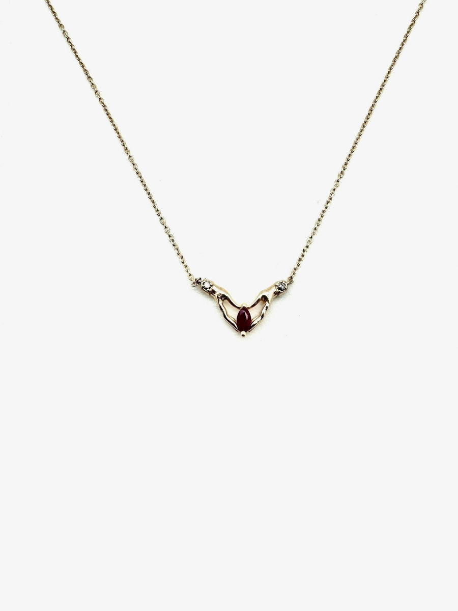 Selma Ruby and Diamond Necklace (14K or .925) - Stone Cooper