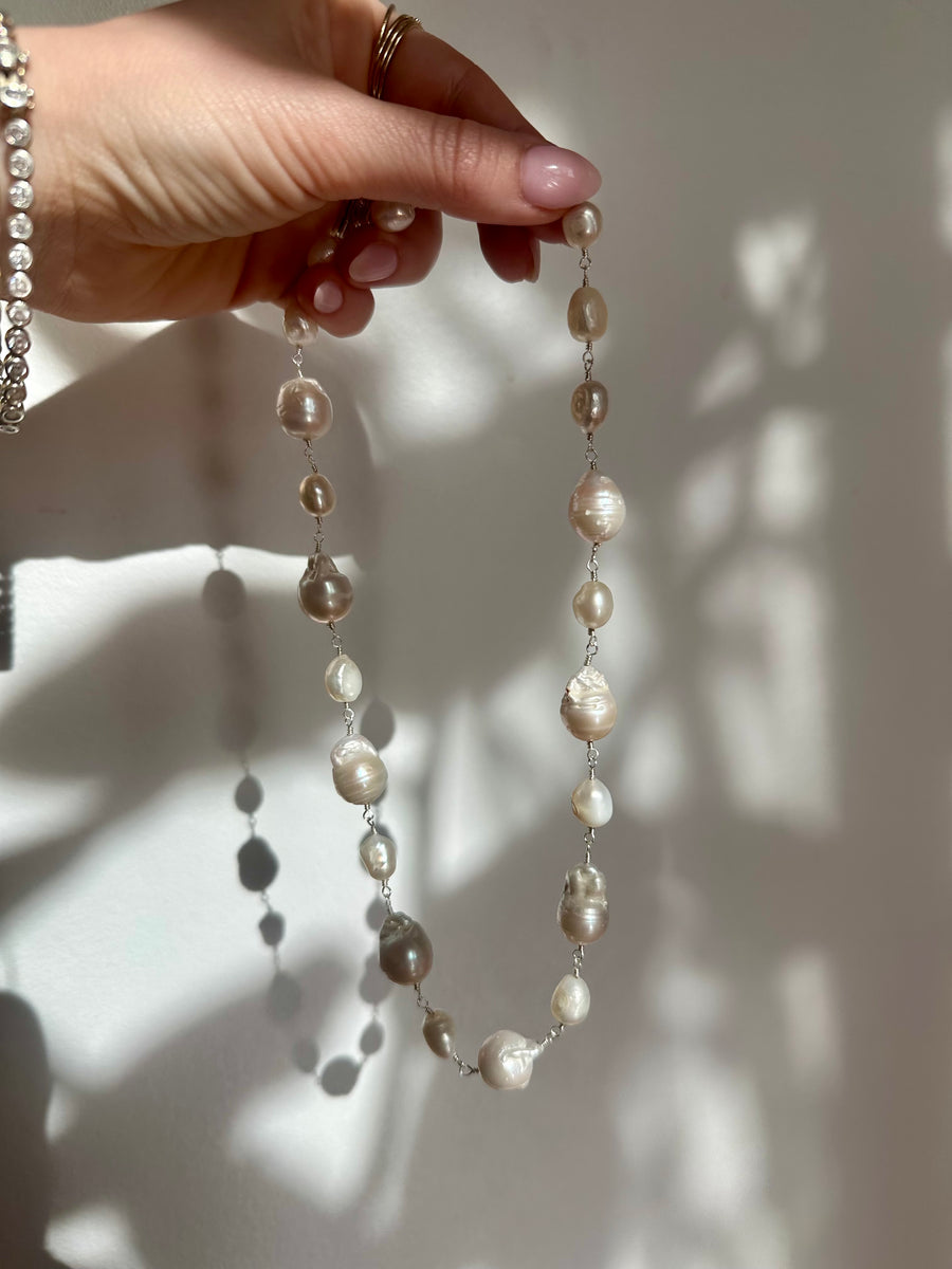 Baroque Pearl Wired Necklace - Stone Cooper