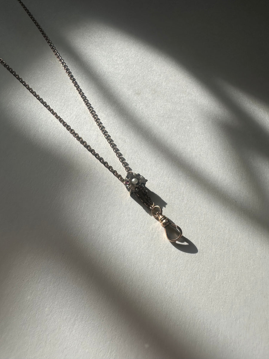 Shiela Seed Pearl, Ruby Slide Necklace - Stone Cooper